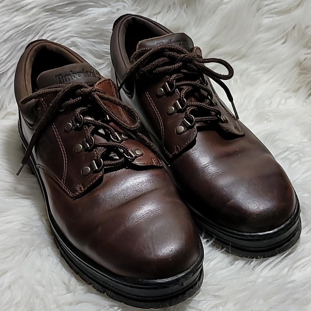 Timberland Leather Oxford Shoes Ortholite Mens 13M Brown Casual Comfort Lace Up